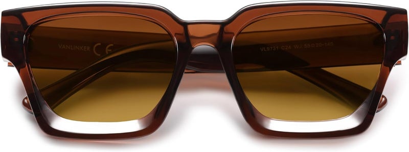 VANLINKER Thick Square Sunglasses for Men Women Retro Chunky Rectangle Shades UV400 Protection VL9731 - Image 2